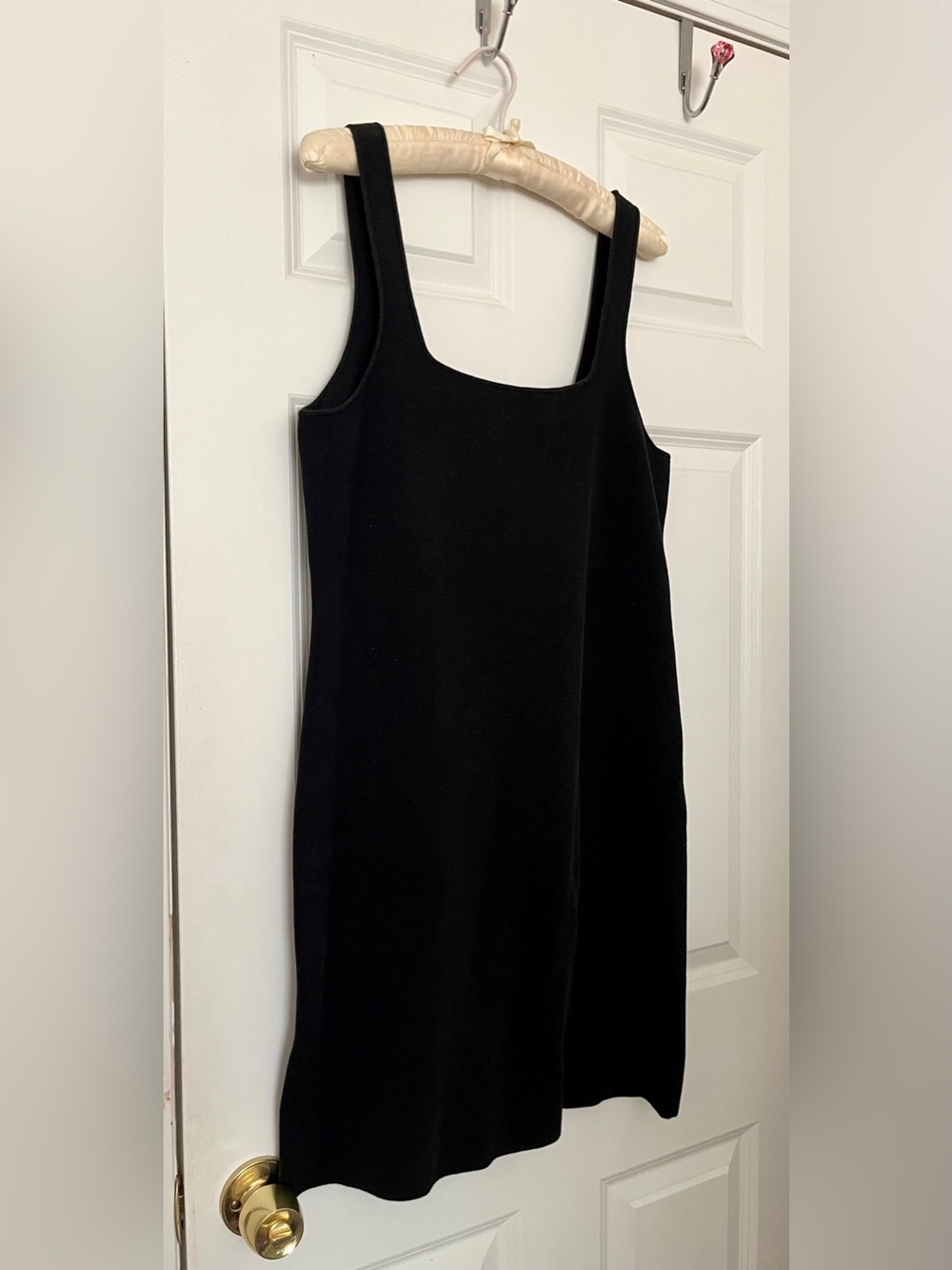 J. Crew Black Square-Neck Mini Shift Dress Thick Knit Fall Winter